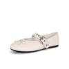 Cowhide~ Shoes Ballet Shoes Women's Bow Light Mouth Versatile Flat Shoes Temperament Commuter Mary Jane Shoes