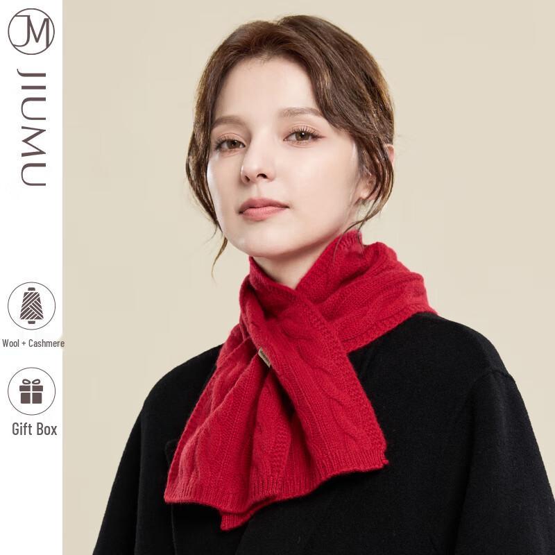 JIUMU Women's Autumn Winter Thickened Knit Scarf