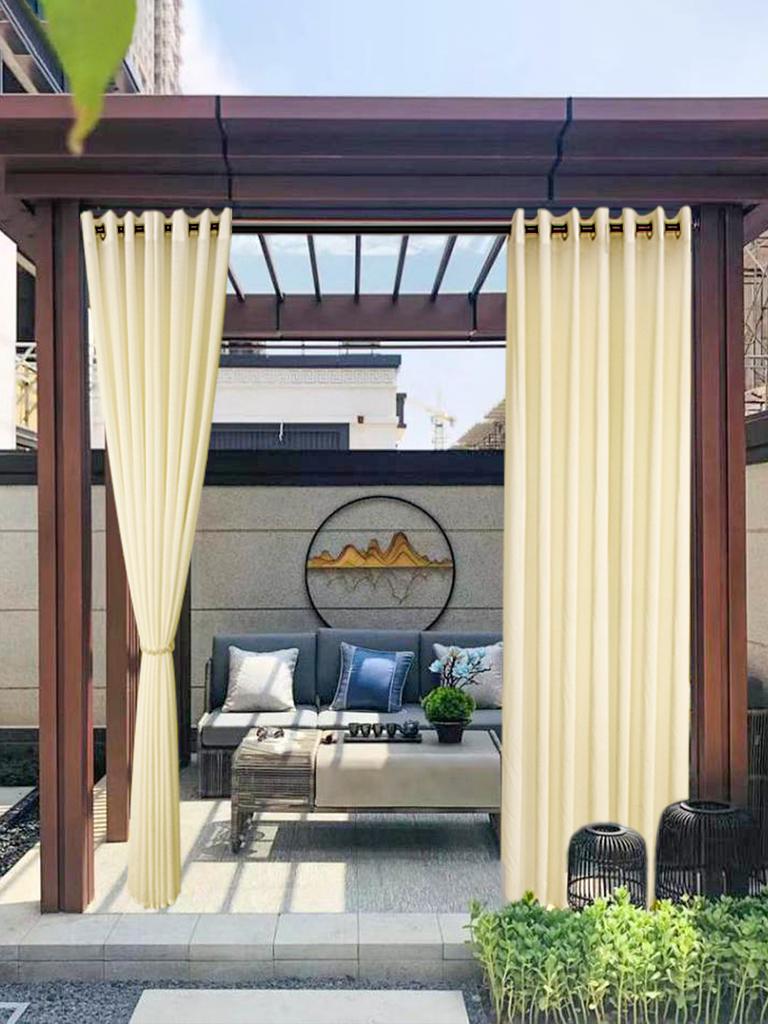 Su Geçirmez Dış Mekan Şeffaf Perde Panelleri Bahçe için Askılıklı İç Mekan Gizlilik Voile Perdeler