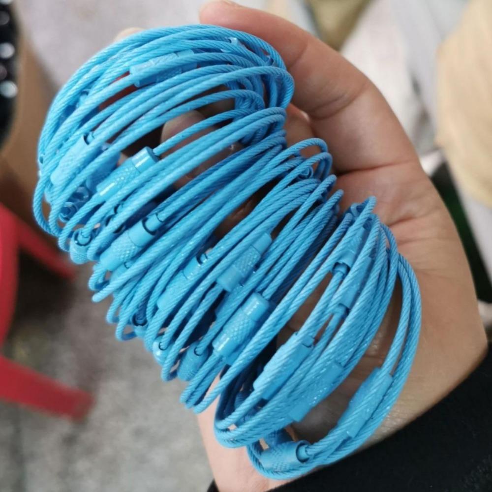 20PCS color paint wire rope 25 colors manufacturer wholesale key ring chain DIY tag cartoon key lanyard accessories