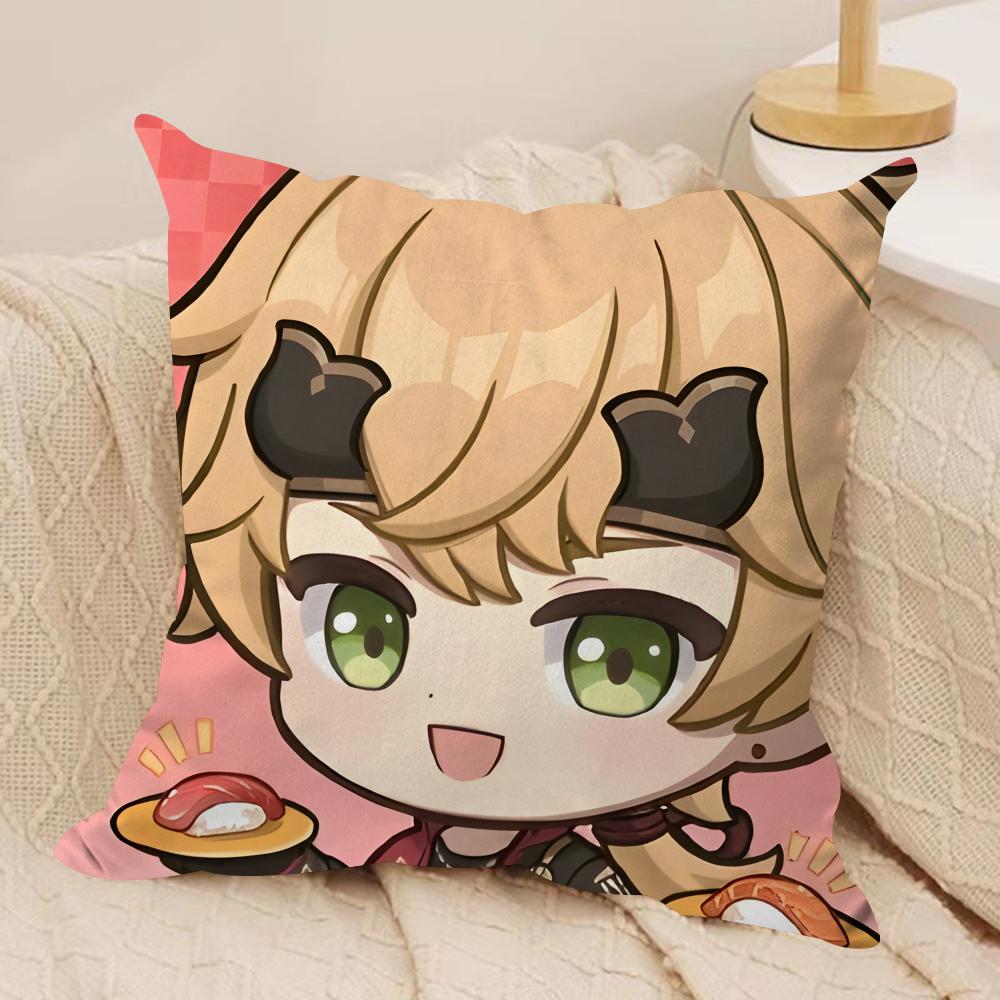 

Thoma cute genshin impact Cushion Cover Silky Short Plush Invisible Zipper Dustproof Sofa Pillow Case for Home Decor 30x30cm