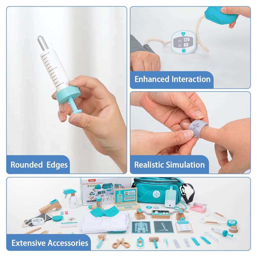UMU Deluxe Doctor Set Toy for Ages 3 and Up - Pretend Play, Educational Toy, Doctor Set, Dentist, Medical Chart, Built-in Tools, Storage,