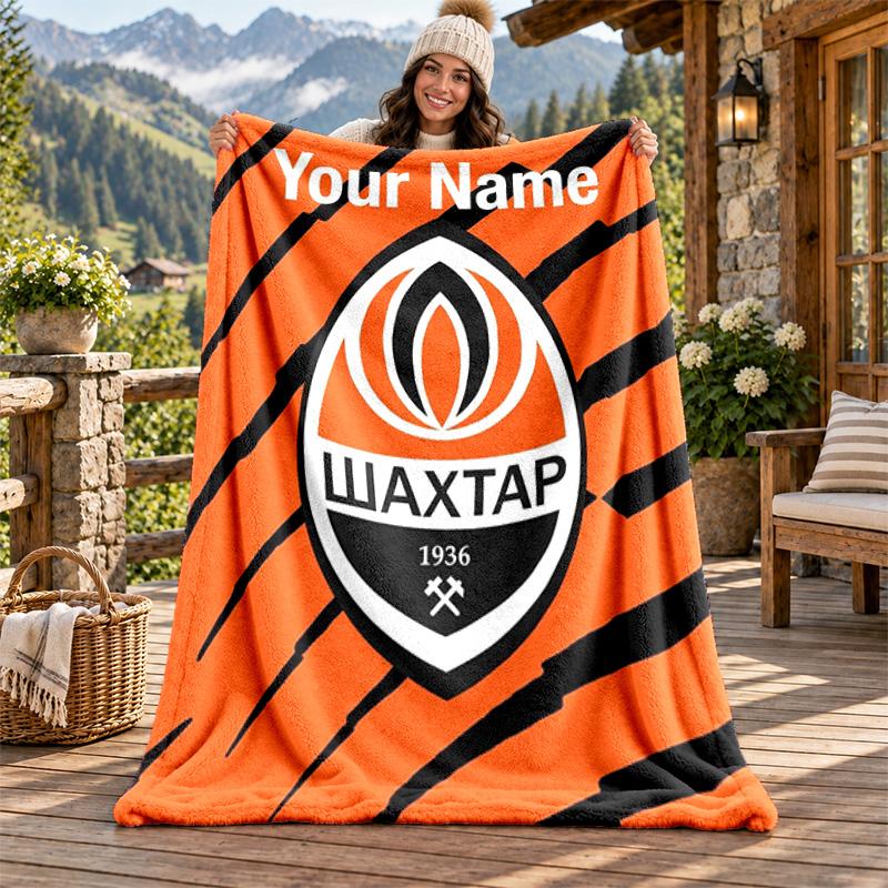 FC Shakhtar Donetsk Custom Name Flannel Blanket Personalized Soft Warm Plush Throw Blanket Customized Gift for Family Friends