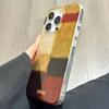 Dopamine Color Block Match Plaid Phone Case For iPhone 16E 16 15 14 13 12 11 Pro Max XS XR X SE2 7 8 Plus Grid Label Matte Cover