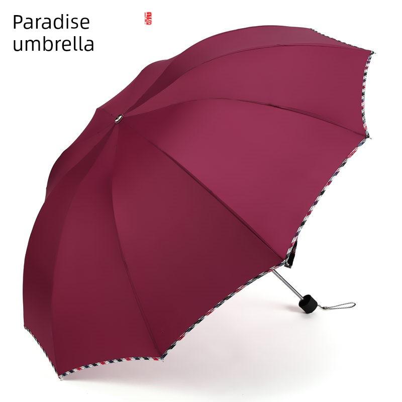 Paradise Umbrella Genuine Goods Foldable Rain Or Shine Dual-Use Umbrella Business Umbrella Reinforced Water Repellent Advertising Umbrella Male and