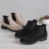 Women Winter Shoes Cow Suede Ankle Boots Chelsea Boots Chunky Boots Black Female Autumn Fashion Platform Booties Beige