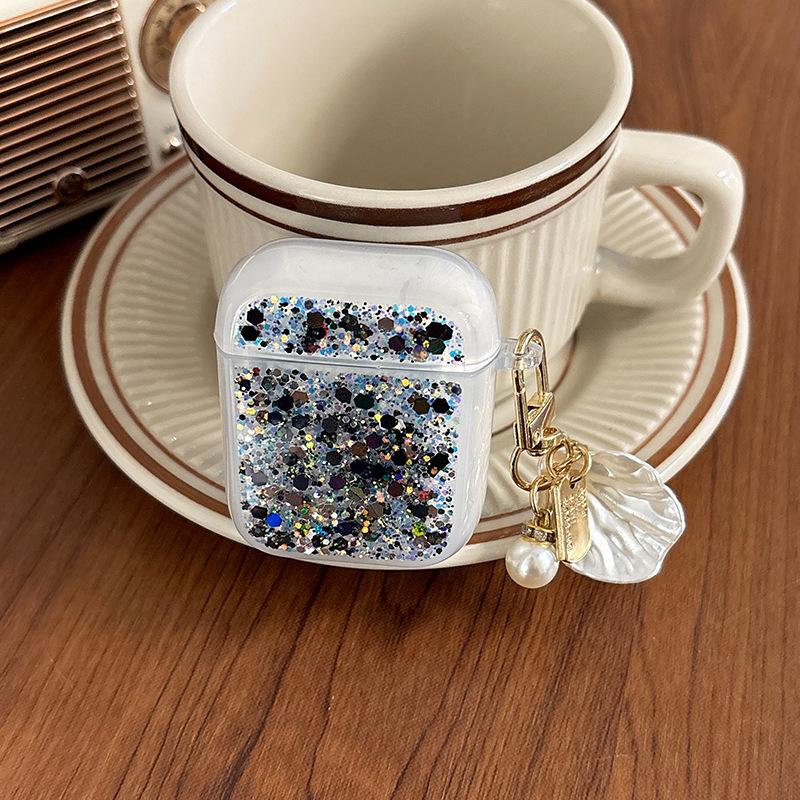 Silver Foil Glitter Sequined Airpodspro2 Bluetooth Headset Cover For Apple Airpods 3 /4 Shell