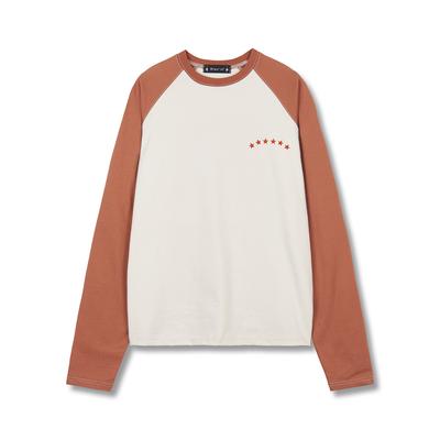 Beullusseonpeullawo Essential Signature Embroidered Raglan Long Sleeve T-Shirt [Camel]