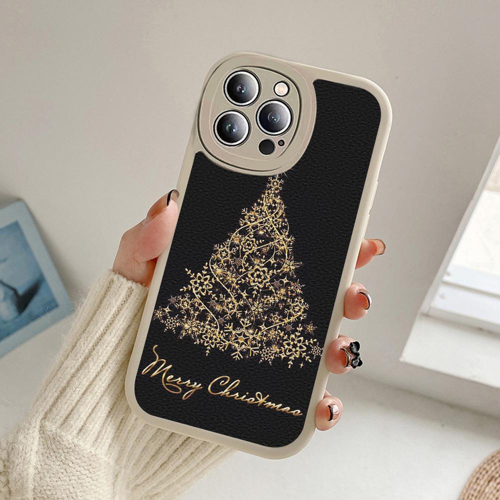 Fröhlicher Weihnachtsbaum Hirsch Handyhülle für Iphone 14 13 11 12 Pro MAX 13 12 MiNi 7 8plus 14 13 11PRO X XS 12 11 XR Lammfellhüllen