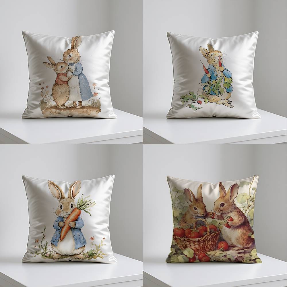 PPeters RRabbits Case Plush Fabric Soft Pillowcase Double Sided Print Cushion Cover Household Gifts