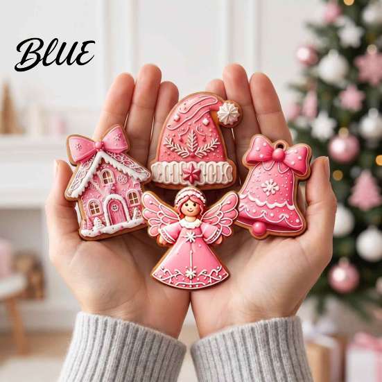 Wooden Gingerbread Man Decorations 12/24/36Pcs Pink Christmas Ornaments, Xmas Tree Hanging Decorations, Unique Theme Holiday Ornaments Festive