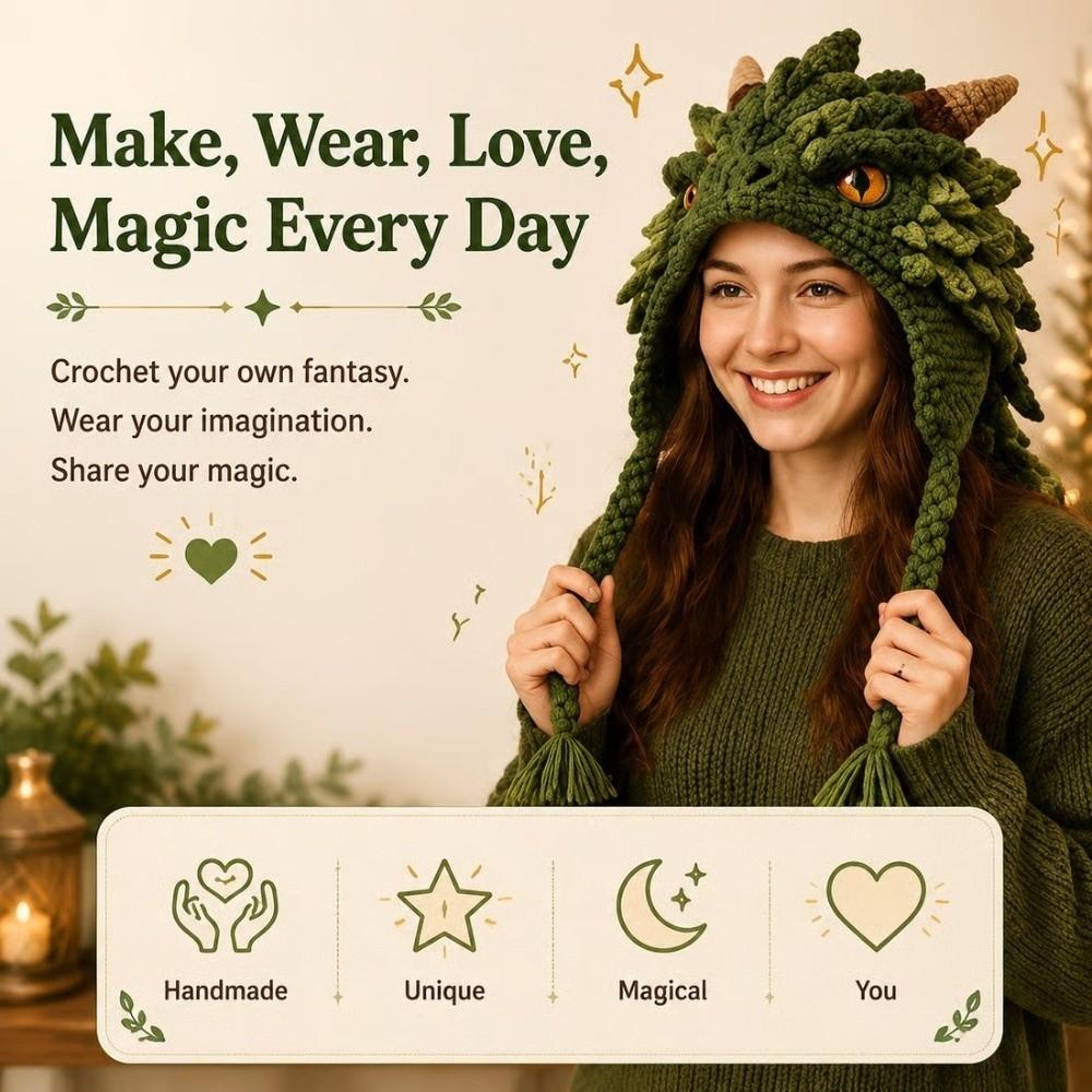 With Step-by-Step Guide Hood Hat Crochet Kit Animal Hood Hat Crochet Kit  for Adults&Kids Gift