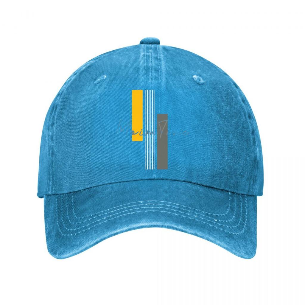 Abstract Yellow Gray Vertical Bars Grunge Script Art Washed Baseball Cap Outdoor For Womens Unisex FeUnisex
