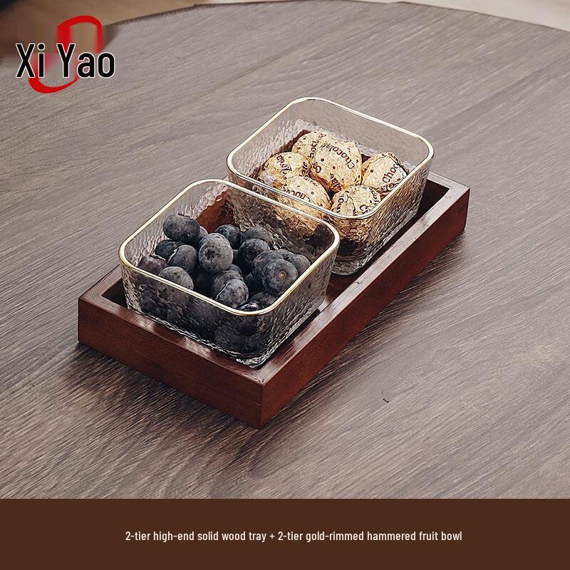 Xiyao Glass Bowls with Wooden Serving Tray Set