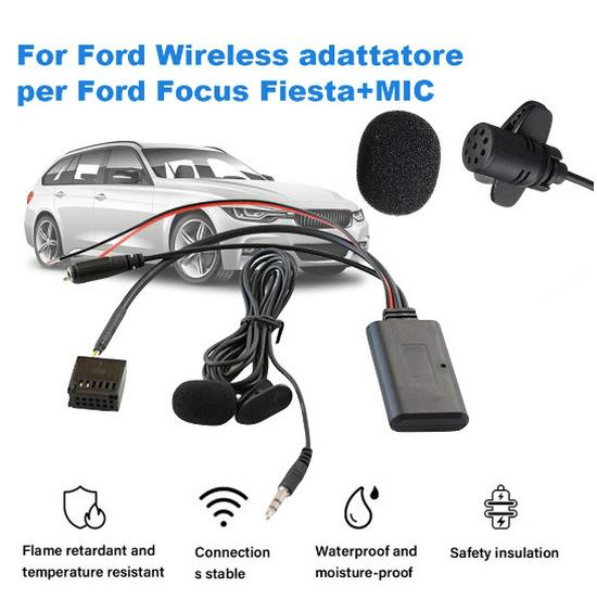Bluetooth AUX + MIC Adapter for Ford Focus, Fiesta, Mondeo, Puma, MK2, MK3, S-MAX