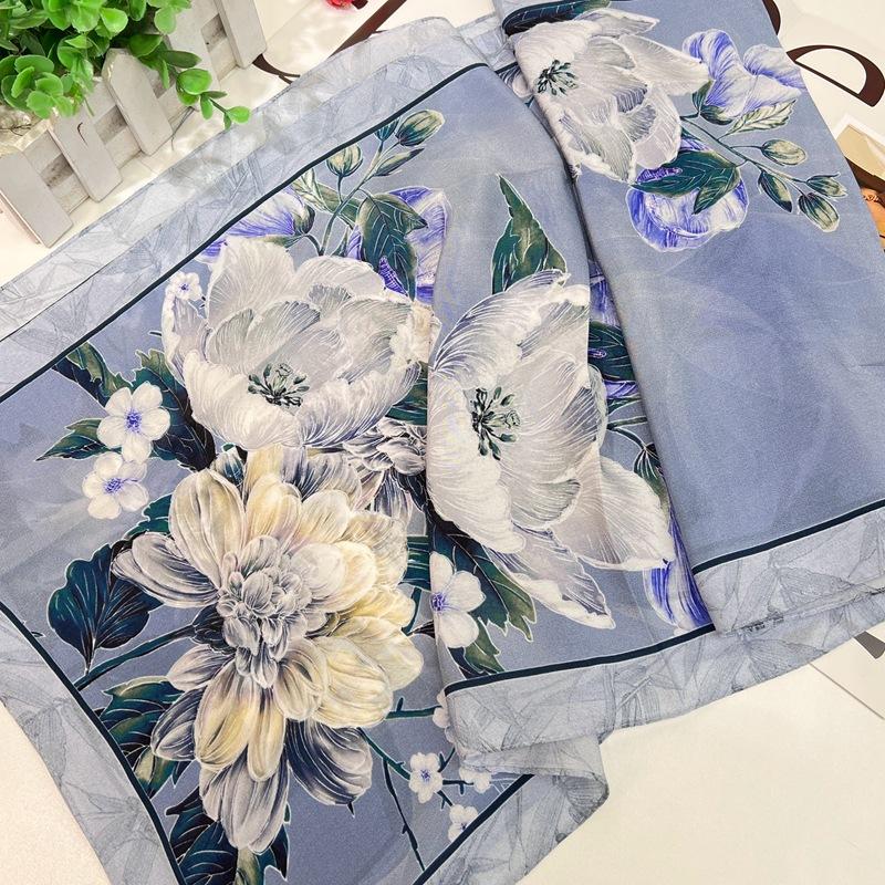 Limited Edition Blue Enchantress, Ancient Mulberry Silk Double Wrinkled Silk Scarf, Women'S Autumn Shawl