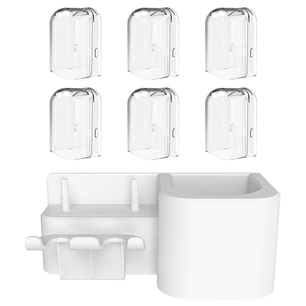 

Self Adhesive Toothbrush Holder & 6 Reusable Toothbrush Head Cover Caps, Compatible with Philips Sonicare Electric Toothbrushes