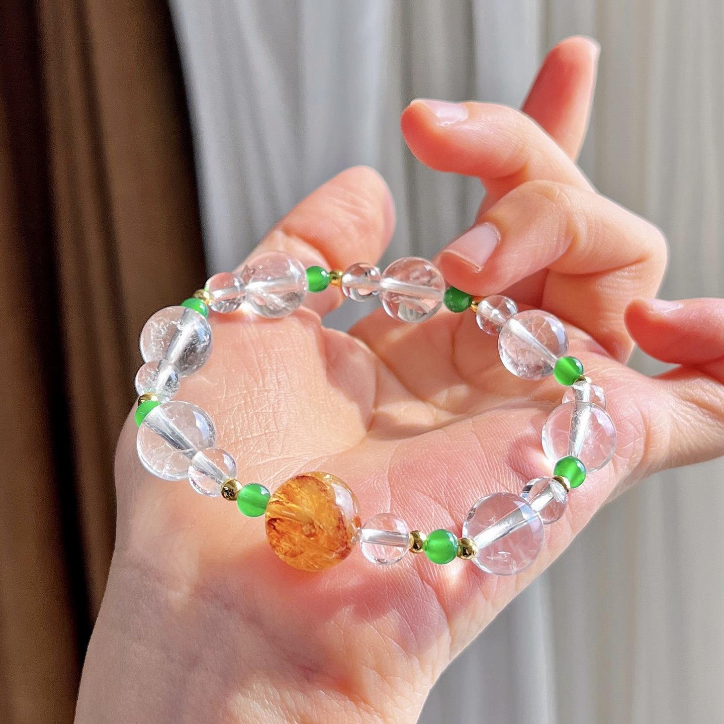 Natural White Crystal Chalcedony Design Bracelet Bracelet.