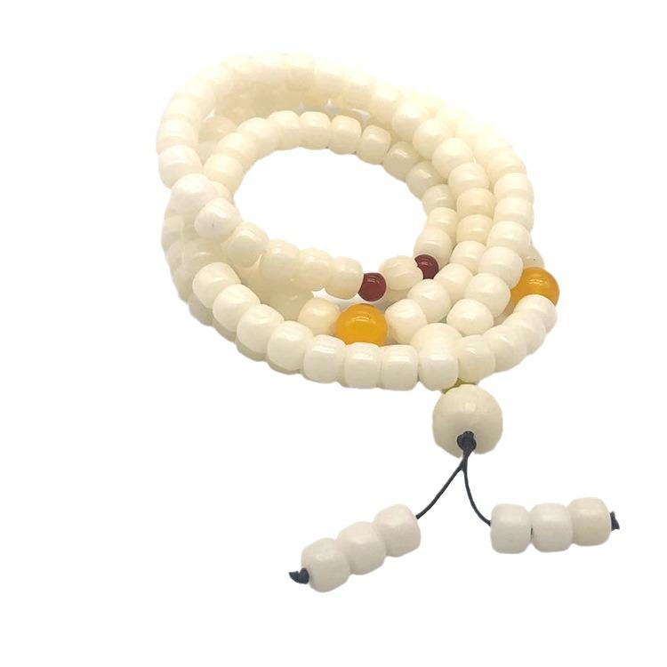 White Jade Bodhi Seed 108-Bead Mala Bracelet - Personalized Design
