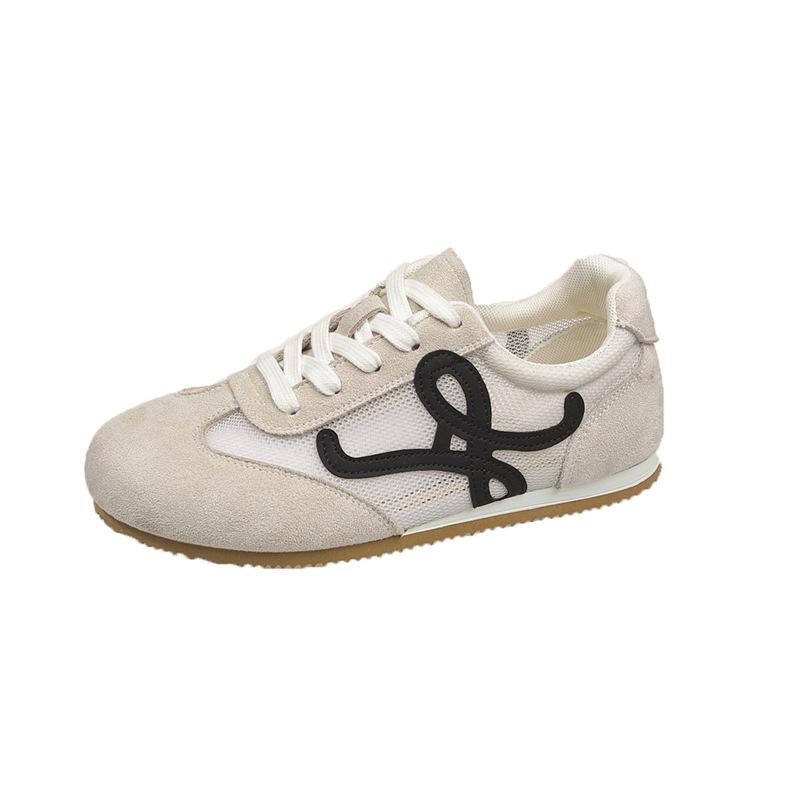 

Туфли в стиле балета в стиле ретро, подходящие по цвету кроссовки Forrest Gump женские 2025 года, удобные и дышащие = повседневные спортивные туфли на плоской подошве для моральных тренировок 35 бежевый