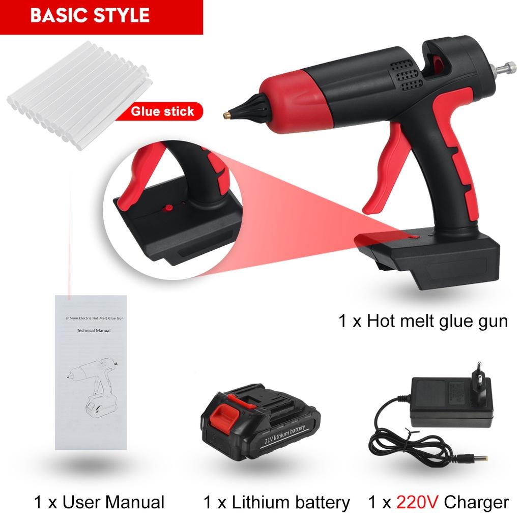 

21V 1000W Cordless Electric Hot Melt Glue Guns Welding Hot Air Guns Plastic Temperature Adjustable Anti-scald Nozzle for Lithium Battery Basic 1*Battery