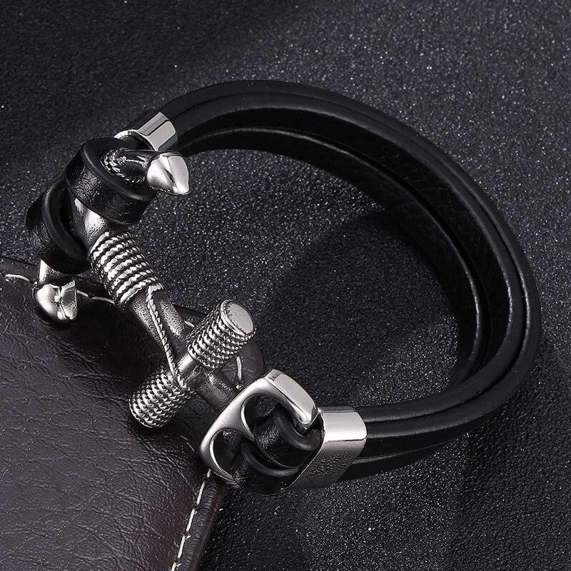 Men Bracelet Anchor Bracelets Jewelry Men Multi-layer Leather Bracelets Trendy Jewelry Gift BB785