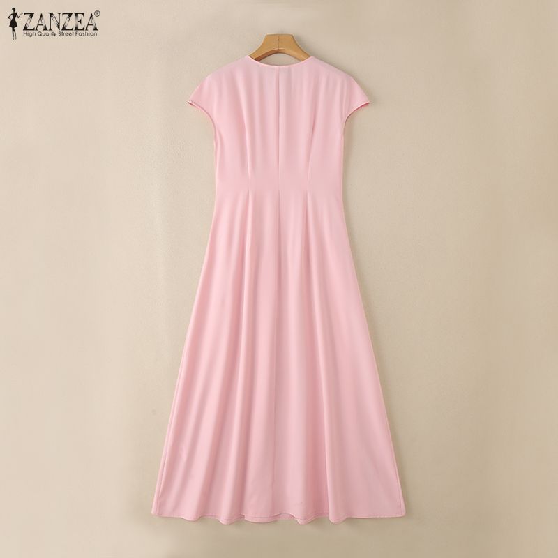 ZANZEA Women CasuaL V-Neck Summer Short Sleeve Dress