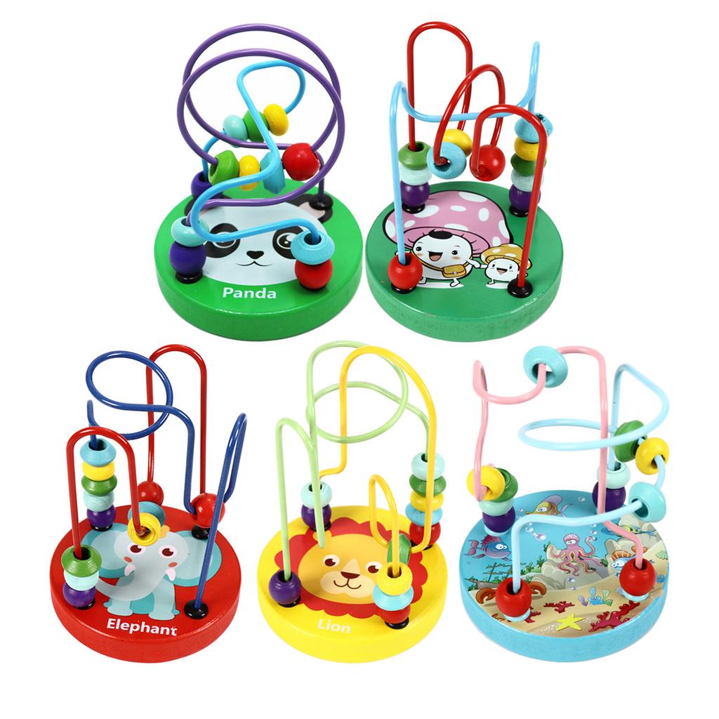 Animal Bead Maze Toys Count and Grasping Ability Sliding Beads on Twists Wire Circles
