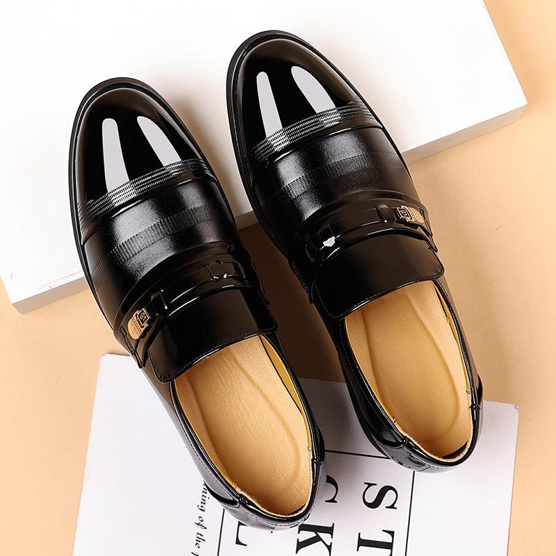 2025 direct sales glossy leather shoes men's casual formal wear business inner height increase men's shoes