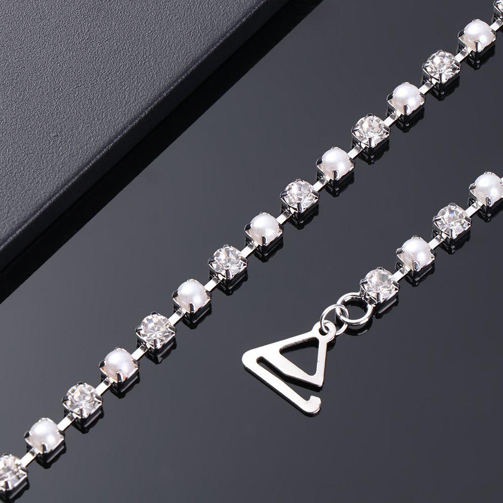 Fashion Elegant Crystal Bra Shoulder Lingerie Accessories Bra Straps Metallic Silver Plated