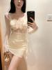 Schmetterling Quadratischer Ausschnitt Sexy Langarm Netz Bodycon Kleid