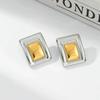 IngeSight.Z Temperament Retro Stainless Steel Square Stud Earrings for Women Luxury 18K Gold Plated Waterproof Earring Jewelry
