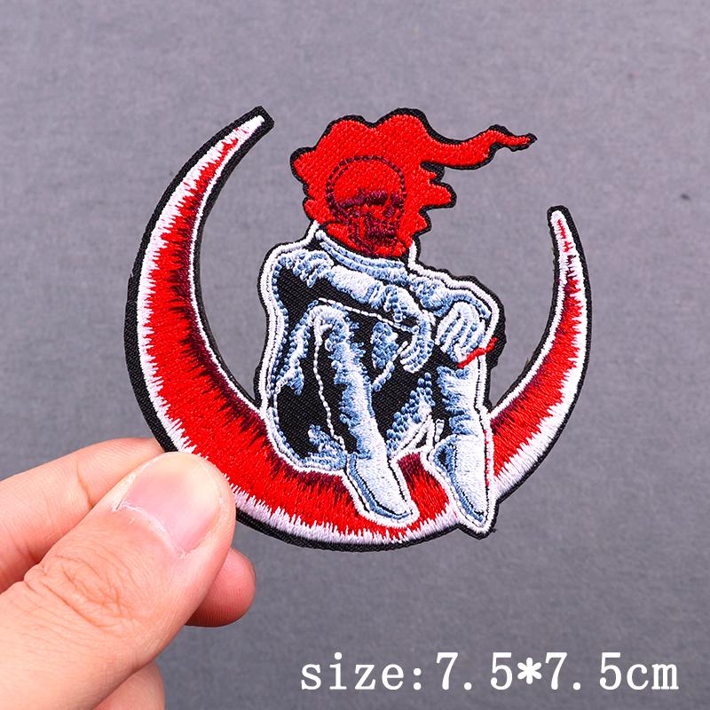 Hip Hop Punk Embroidery Patches For Clothing Thermoadhesive Patch Iron On Patches On Clothes Tarot Cards Skull Patch For Clothes
