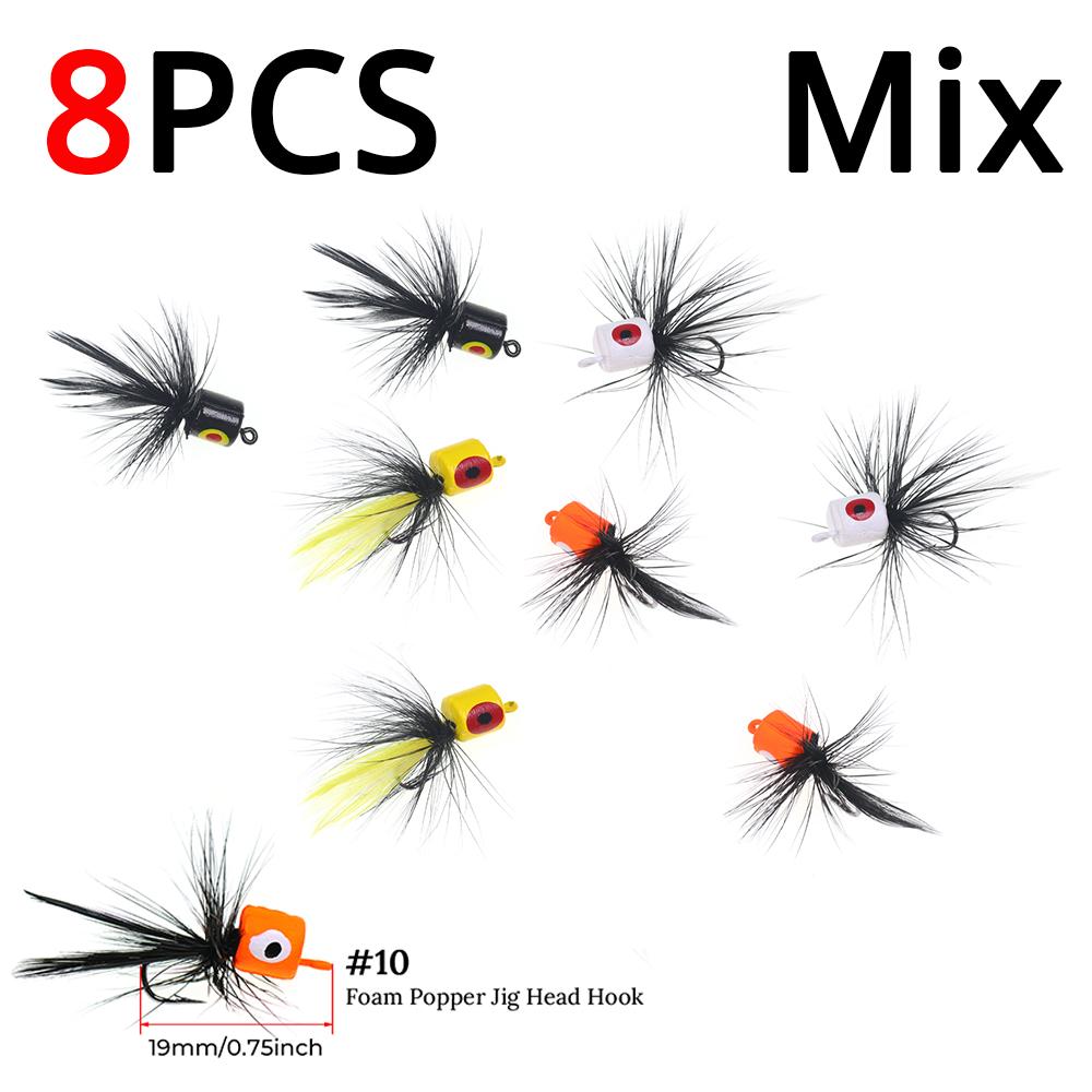 #10 Foam Popper Flies Fly Fishing Lures, Floating Topwater Dry Flies Bugs for Bass Trout Panfish Sunfish Saltwater Freshwater Bait Tackle