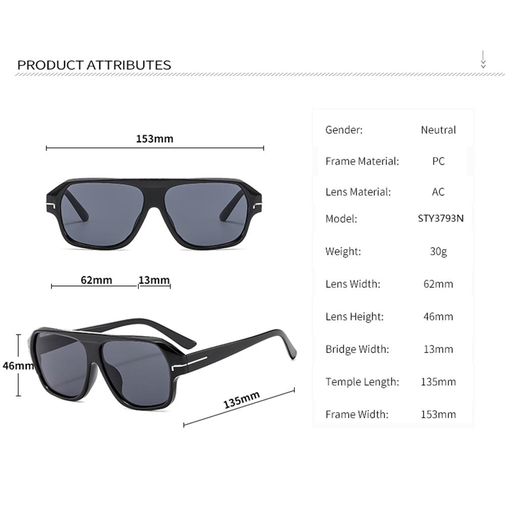 STORY Classic Square Sunglasses Men Women Luxury Brand T Design Fashion Blue Lens Oversized Pilot Sun Glasses 3793N