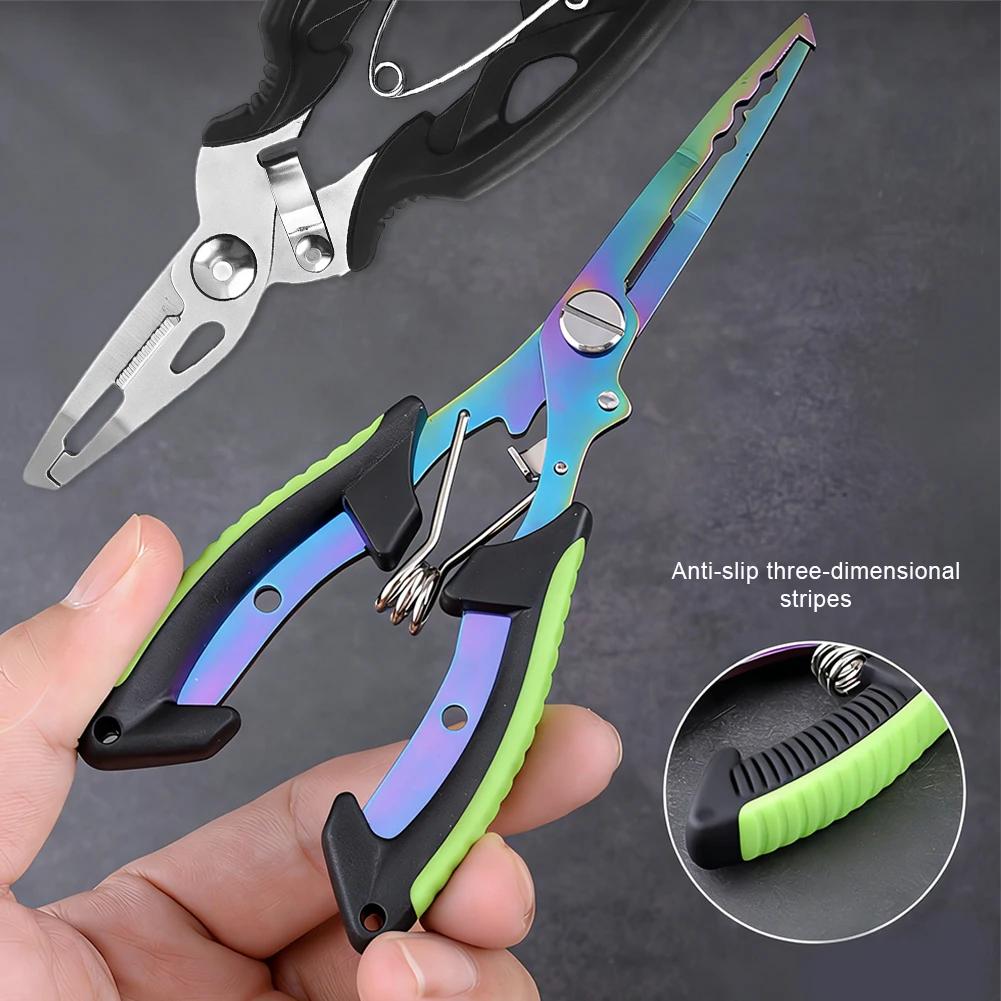 Titanium Dual-Color Eagle Mouth Fish Control Pliers Multifunction Hook Remover Line Cutter Split Ring Opener Lure Pliers