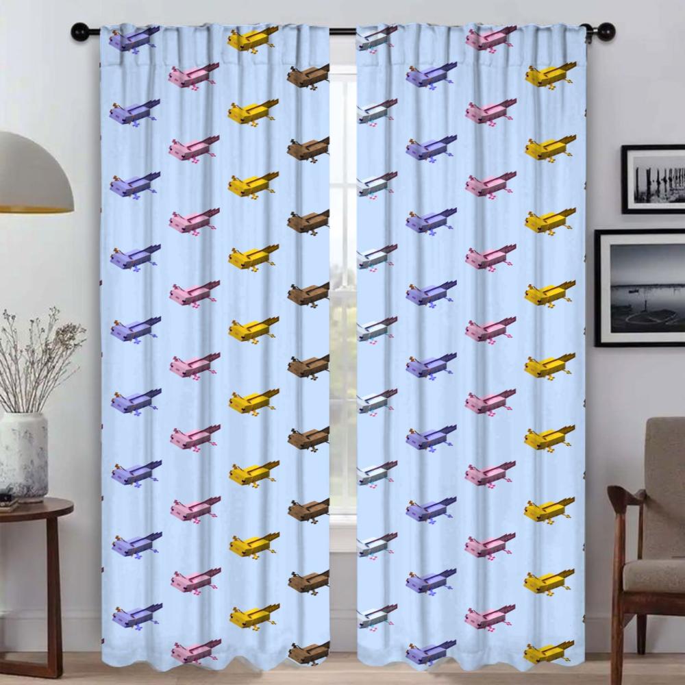 Room Darkening Cute Axolotl Living Curtains Curtain Partition Home Interior Camera Shades Kitchen Set Of 2 Modern Made Polyester Washable Sitting