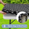 Homaxy Rectangle Vinyl Table Cloth Elastic Fitted Tablecloth With Flannel Backing Waterproof Plastic Table Cover Camp Tablecloth