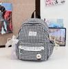 Schoolbag New Summer Lace Plaid Girl Children's Travel Backpack Primary School Bag Women's Spring Picnic Small Backpack