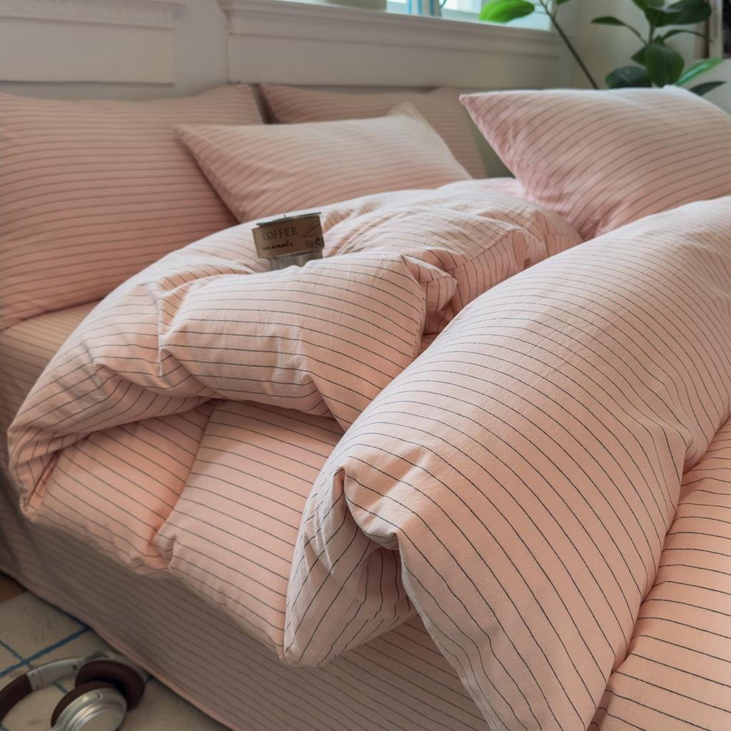 Sleepy Grid Cotton, Pure Cotton, Washed Cotton, Simple Striped Single Duvet Cover
