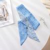 Summer French Retro Blue Tied Hair Small Floral Long Silk Scarf Headband Braided Hair Chiffon Thin Ribbon Scarf