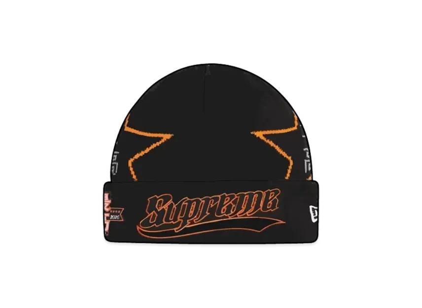 798964 Supreme New Era Stars Beanie Black One-Size