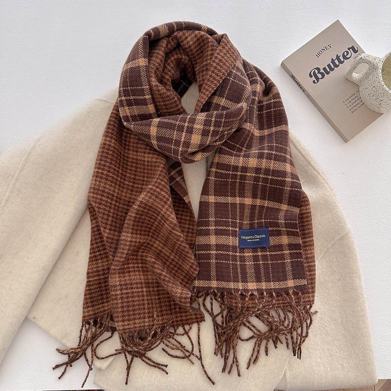 Autumn and winter new versatile scarf women's thickened woven thick beard fringed warm scarf imitation cashmere shawl