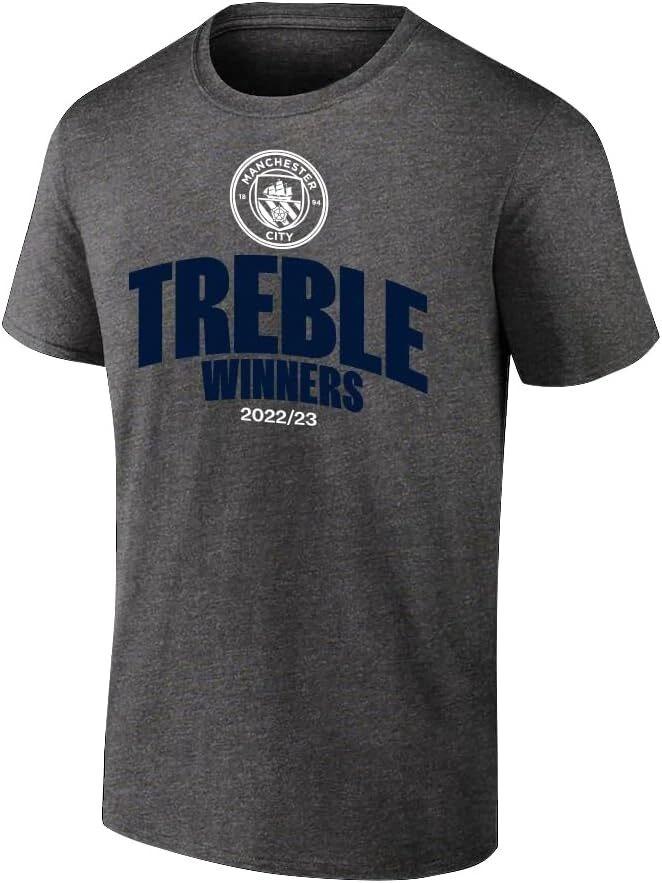 Manchester City 2023 Treble Winners Adult Champions T-Shirt Grey Mens 4XL