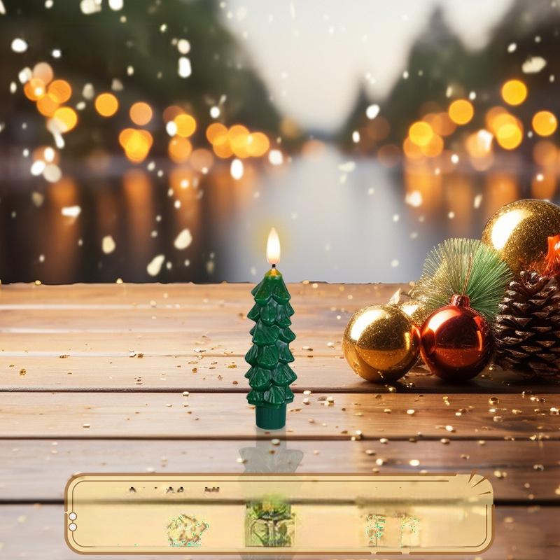 Scandinavian Evergreen LED Candles Minimalist Tree Shaped Flameless Tapers for Calm Winter Home Styling Paraffin LED Candle