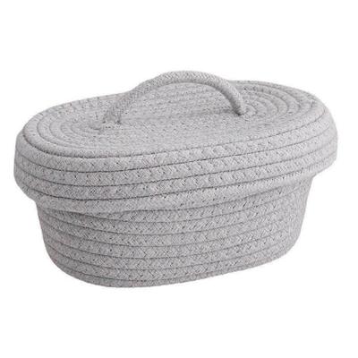 Desktop Storage Box with Lid Handmade Cotton Rope Storage Basket for Makeup Sundries Snack Needles