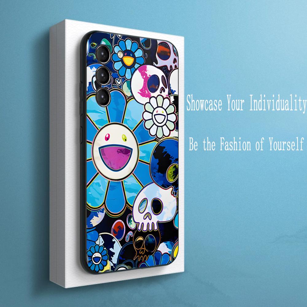 

Sunflower Painting M-Murakami pattern Phone Case For Samsung Galaxy S26 S25 S24 S23 S22 S21 Plus Ultra Note20 Soft Black Galaxy S21+ 5G