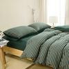 Pure Cotton Jersey Striped Bedding Set: Pillowcase, Duvet Cover, Fitted Sheet - Ideal for Dorms