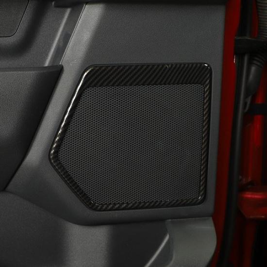 Carbon Fiber Front & Rear Door Speaker Cover Trim Frame For Ford F150 -