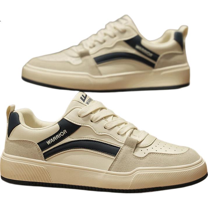 Warrior Casual Shoes for Men Simple Colorblock Sneakers Men's Shoes K039MJ Beige/Grey/Dark Blue Size 39